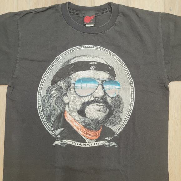 Y2K 2010 Benjamin Franklin T-Shirt Mens M (Tagged XL) Boxy Cropped Fit - Picture 3 of 7